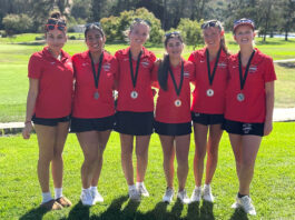 When sub-par play is a good thing INDIVIDUAL TEAM This year’s varsity girls golf team, from left: Natalia Arreguin, Amber Dhiman, Zella Santana, Brooklyn Viramontes, Keira Au and Siena Yeilding.
